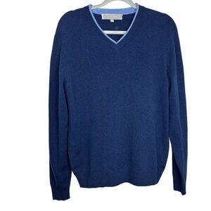 Neiman Marcus Cloud Cashmere Men's Blue V-Neck Sweater Medium